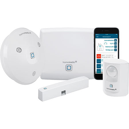 Homematic IP Starter Set Alarm mit Access Point, Alarmsirene, Tür-/Fensterkontakt und Bewegungsmelder HmIP-SK7