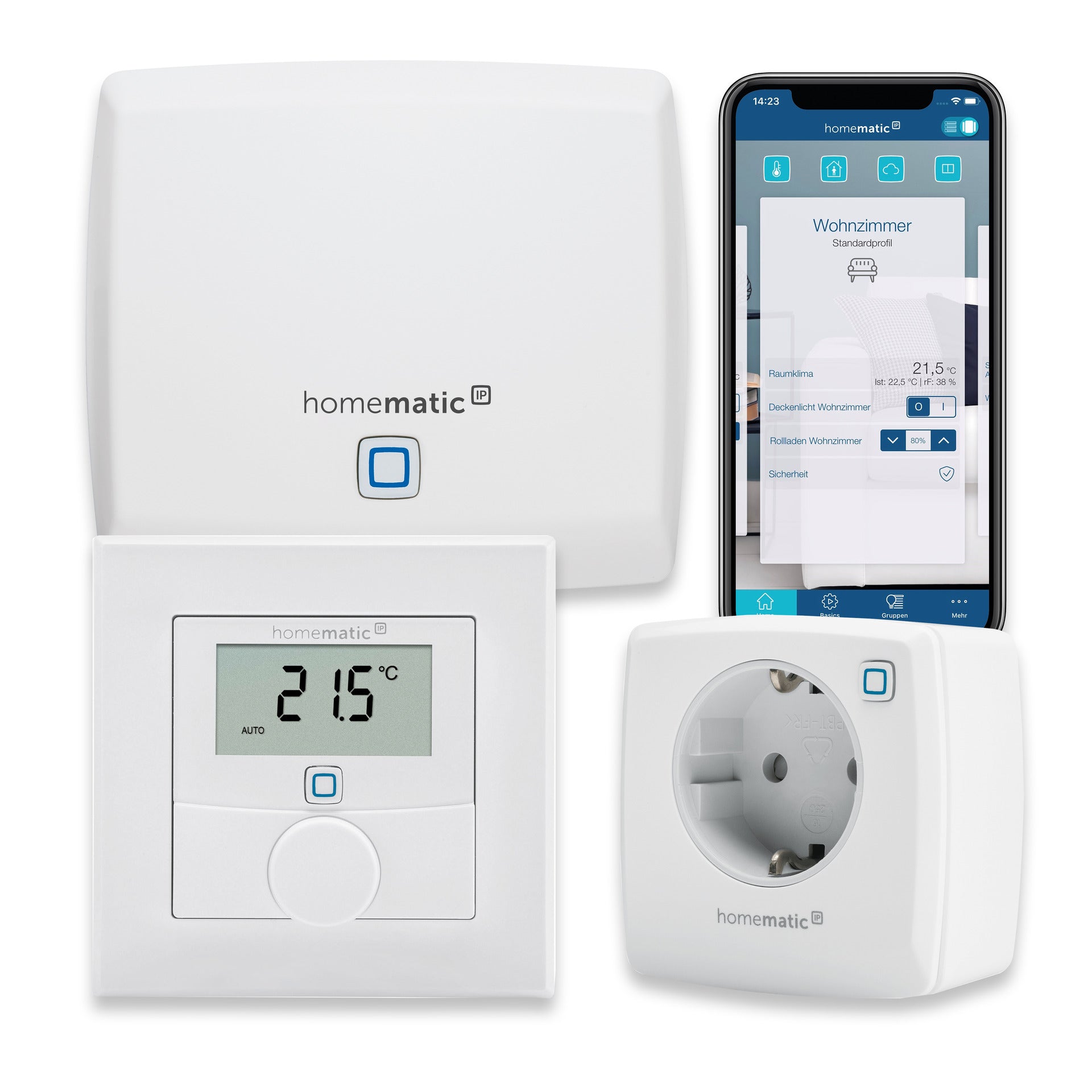 Homematic Ip Access Point + Heizkörperthermostat 5er Set Homematic IP Set Elektroheizungen mit Access Point, Schalt-Mess-Steckd