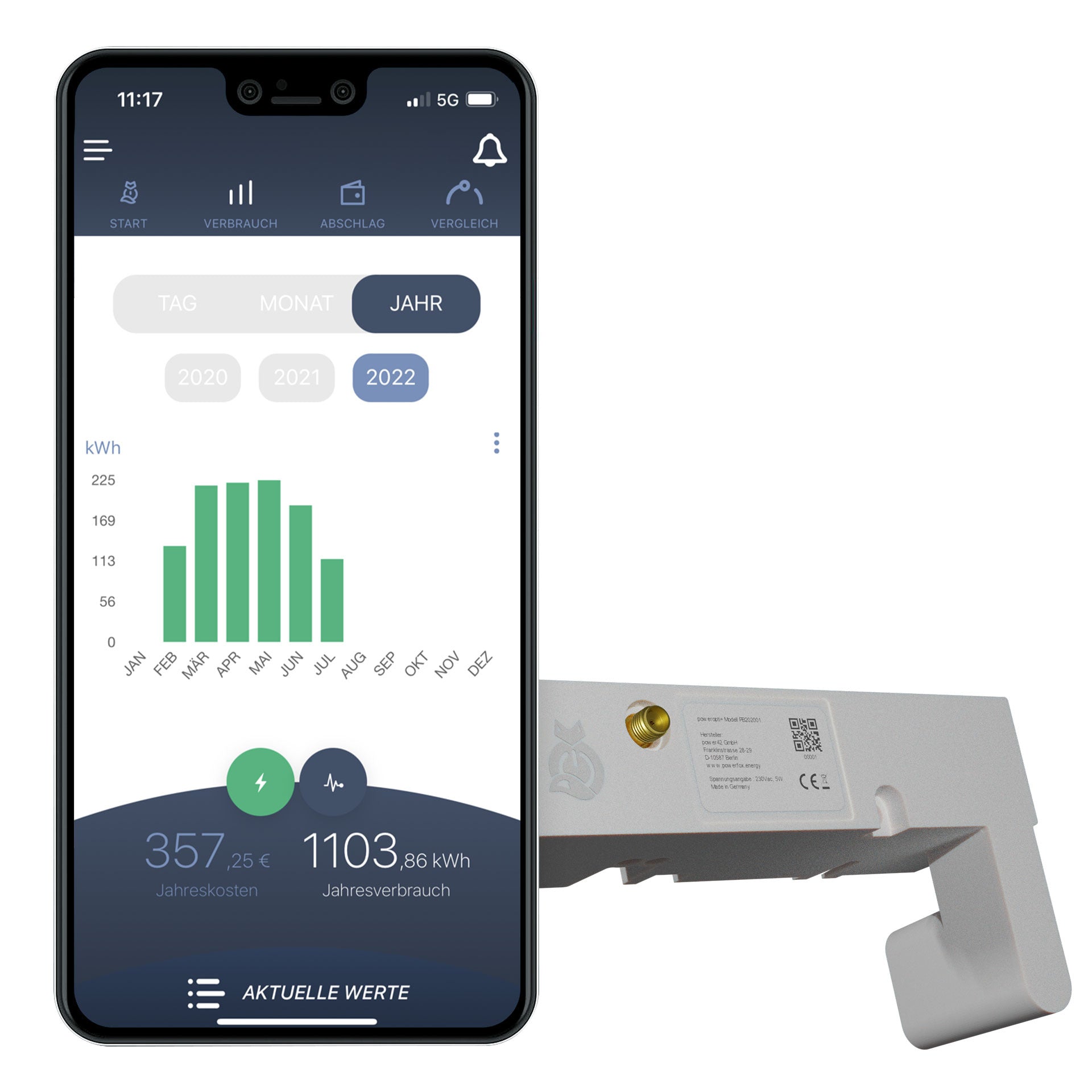 powerfox WLAN-Stromzählerausleser poweropti PA201901, inkl. Smartphone ...