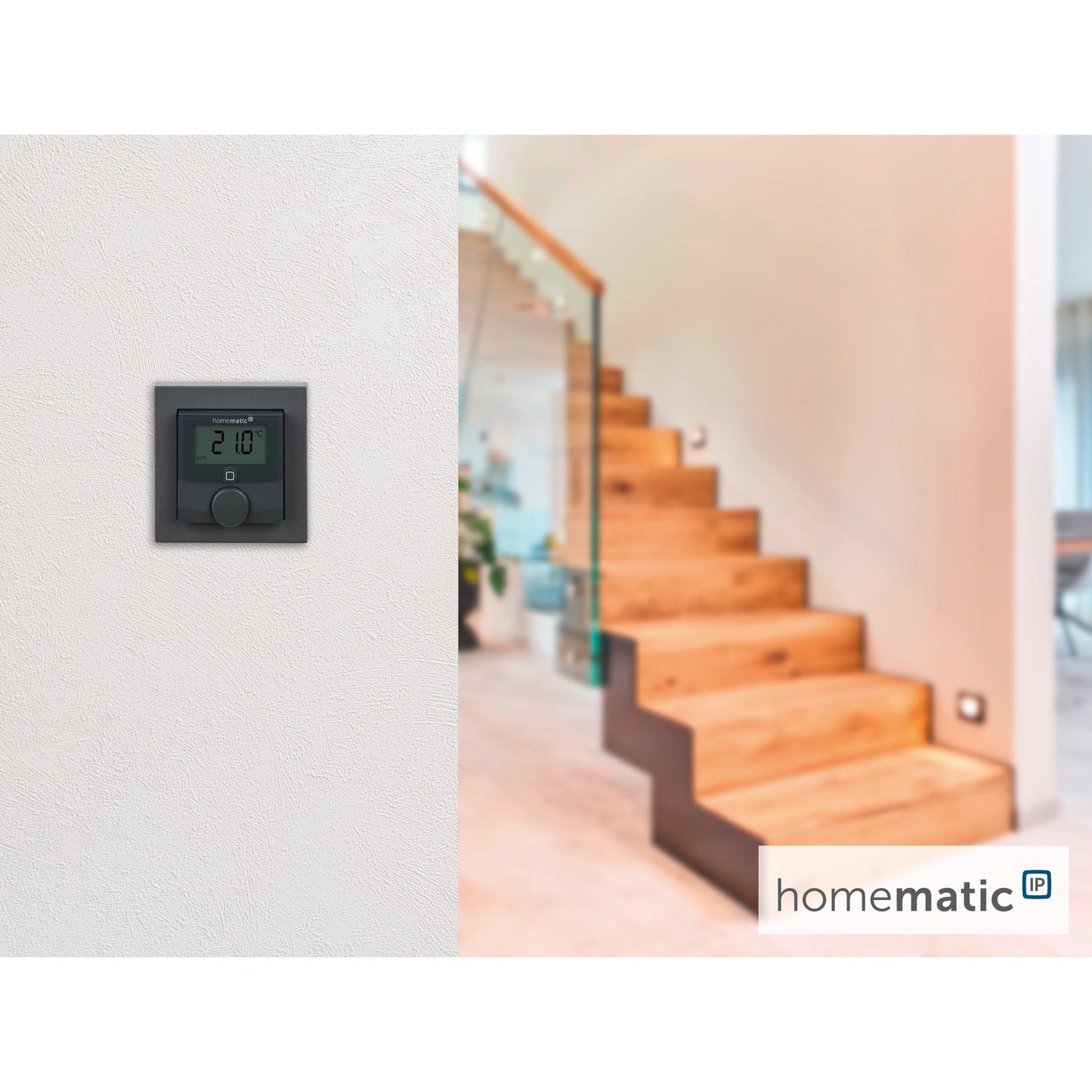 Homematic IP Smart Home Wandthermostat mit Schaltausgang HmIP-BWTH-A – für Markenschalter, anthrazit