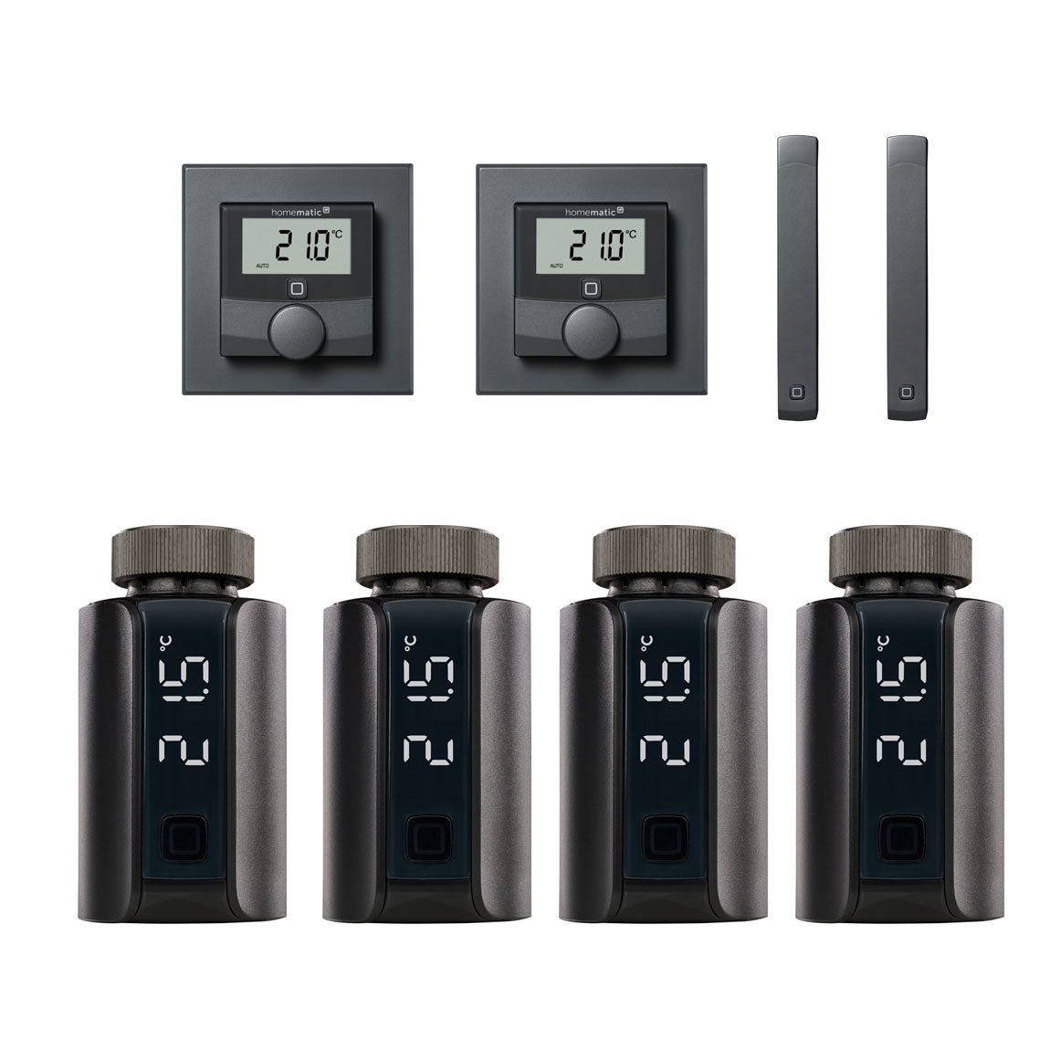 Homematic IP Set anthrazit 4x Heizkörperthermostat evo 2x Wandthermost