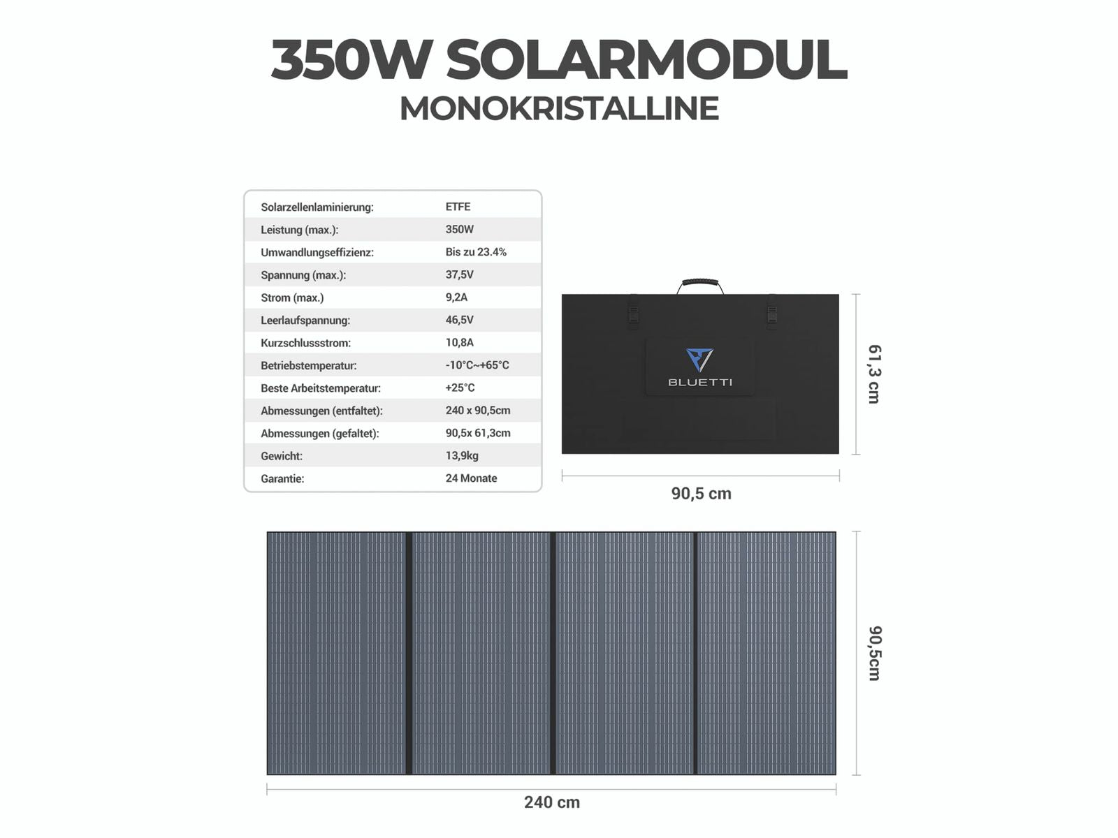 Bluetti PV350 Solar Panel 350W faltbares Solarmodul - 0% MwSt (Angebot gemäß§12 Abs.3 UstG)