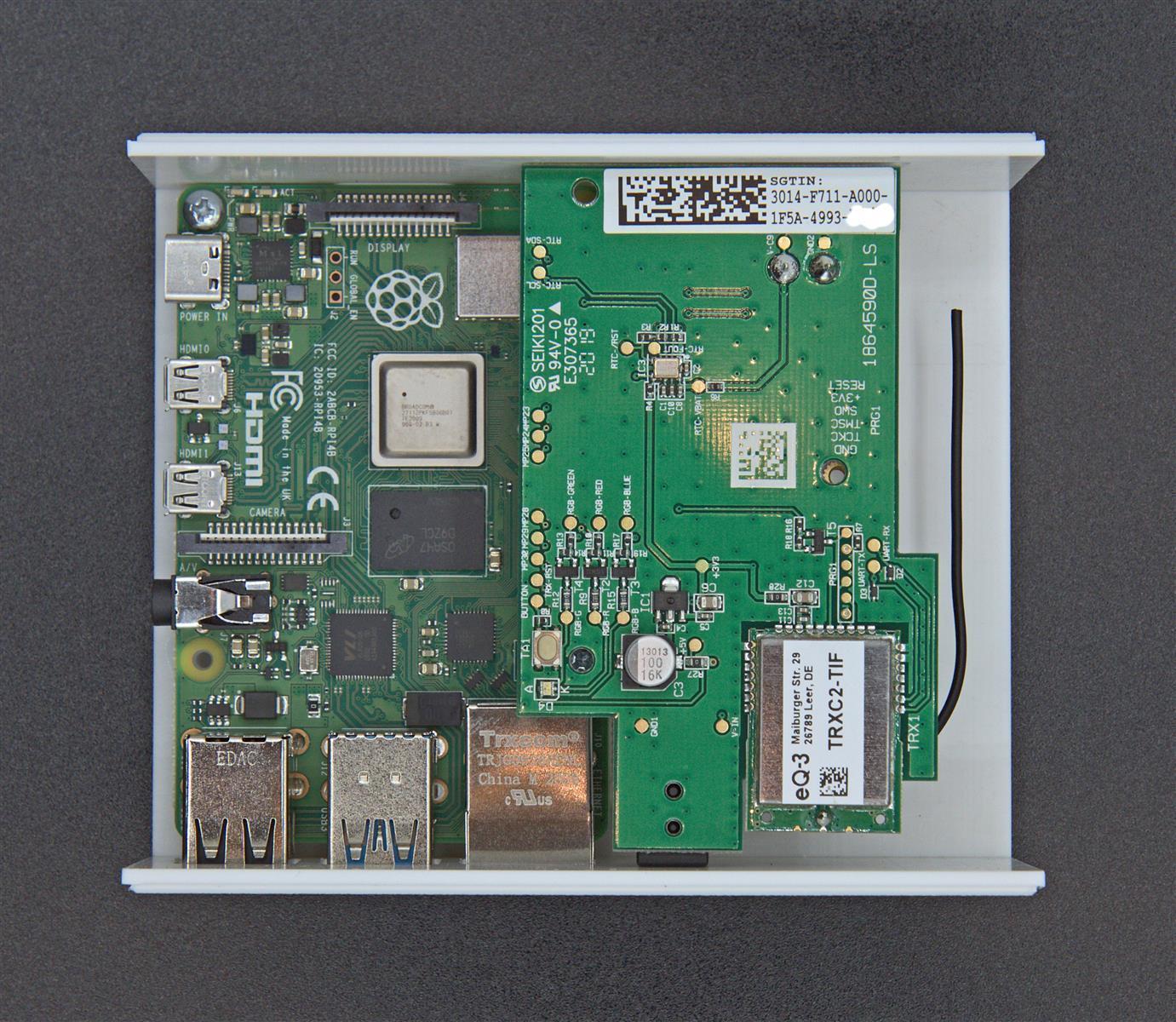 RaspberryMatic Gehäuse für Raspberry Pi 4 und RPI-RF-MOD ideal für Ras