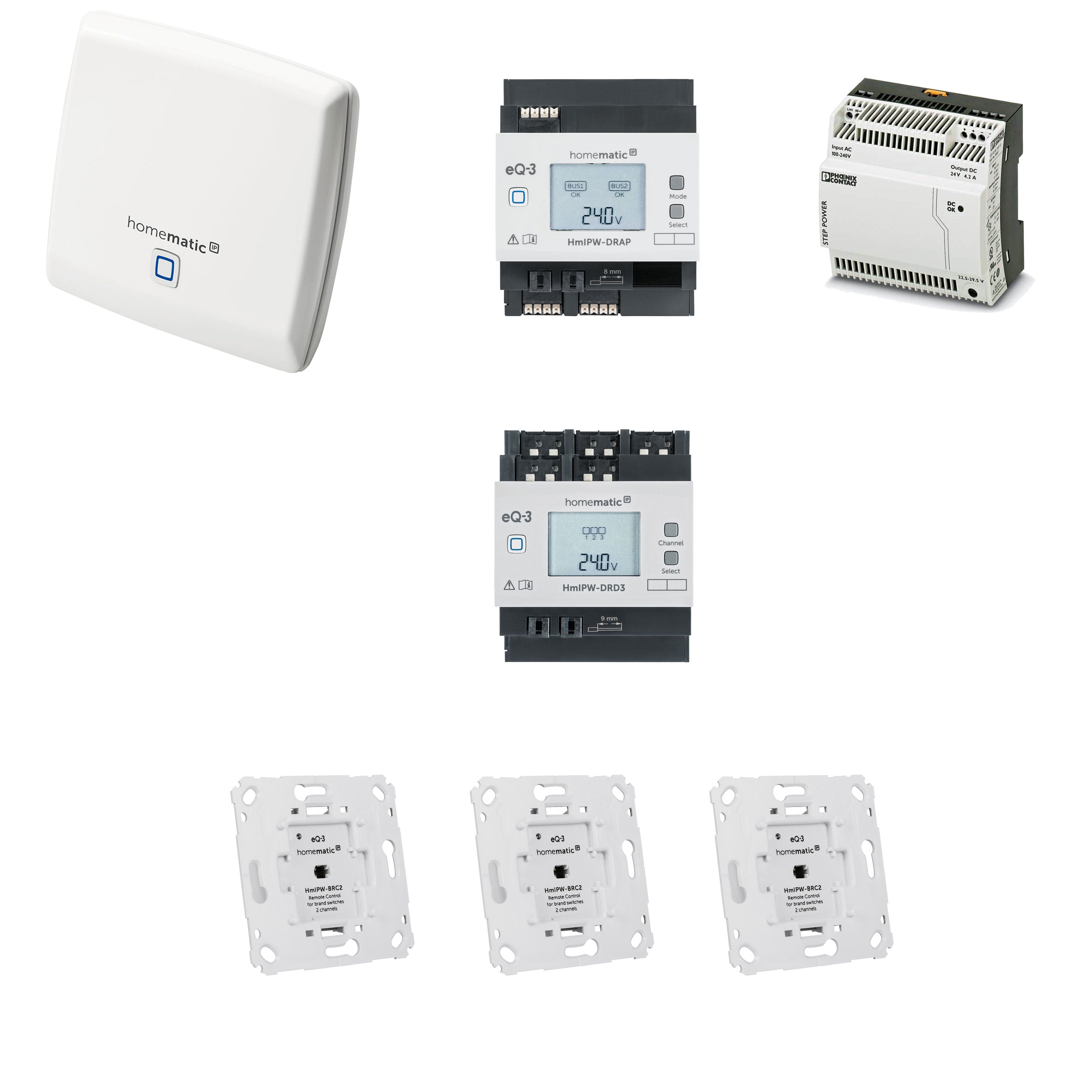 Homematic IP Wired Starter Set Dimmer 1 x HAP, 1 x DRAP, 1 x Netzteil, 3 x BRC2, 1 x DRD3