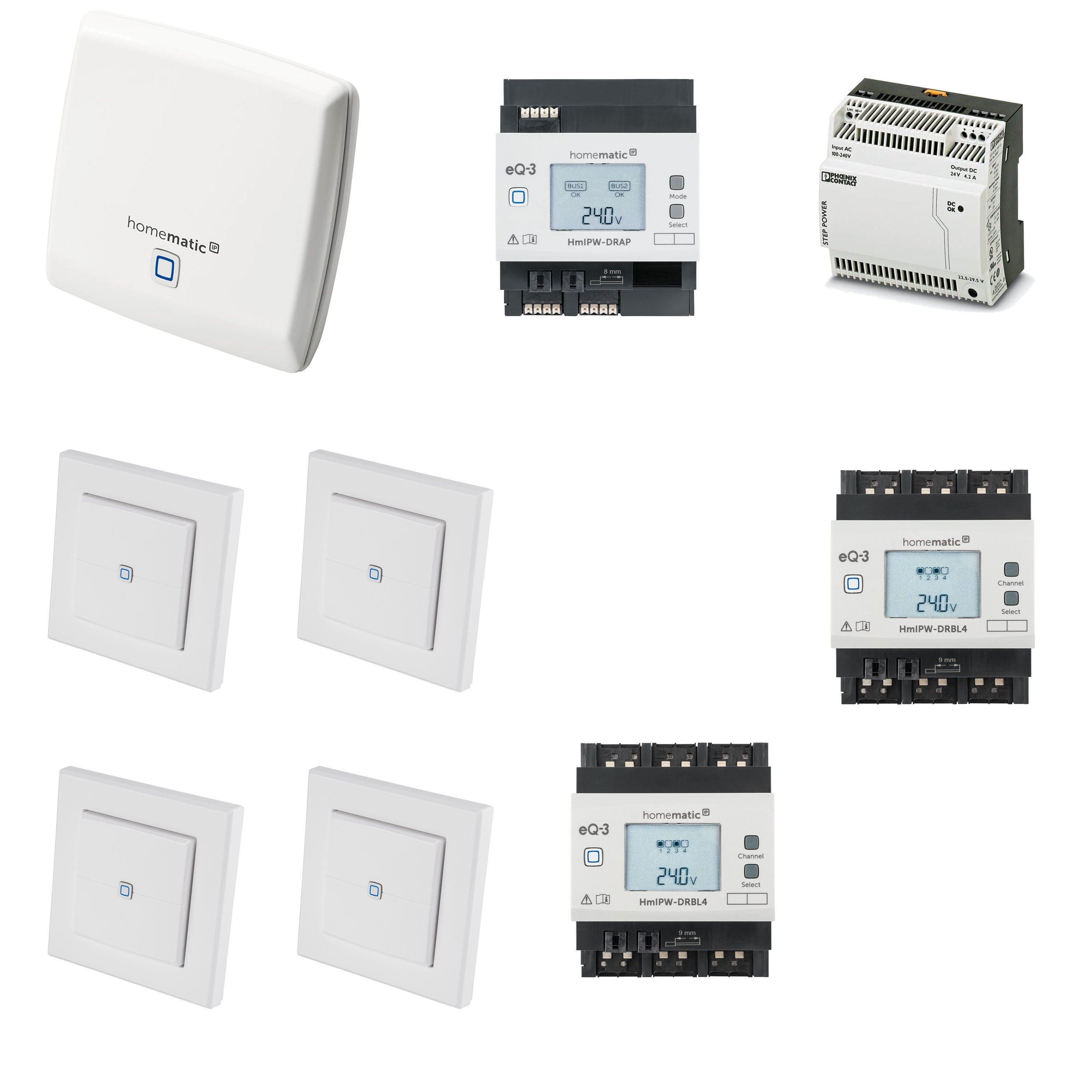 Homematic IP Wired Starter Set Beschattung 1 x HAP, 1 x DRAP, 1 x Netzteil, 4 x WRC2, 2 x DRBL4