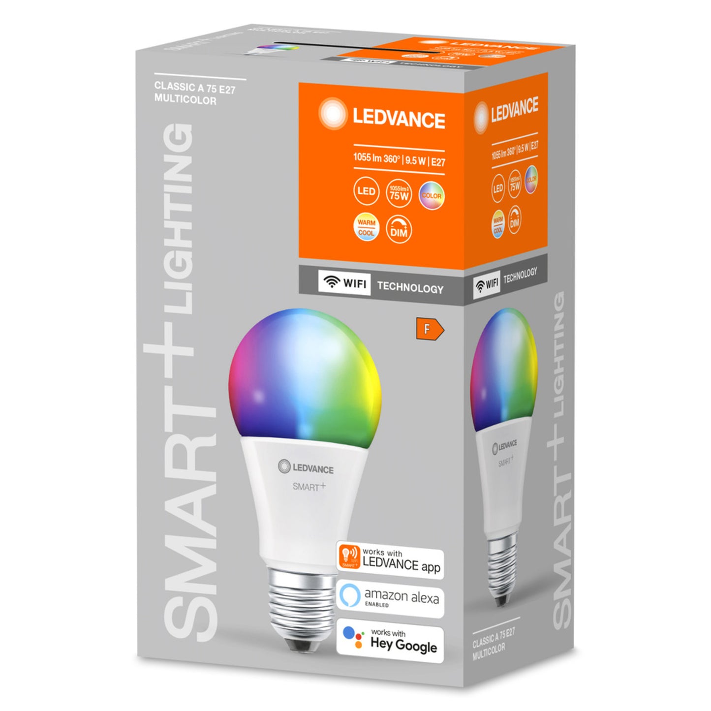 Ledvance SMART+ WiFi 9,5-W-LED-Lampe A75, E27, 1055 lm, RGBW, 2700–6500 K, dimmbar, Alexa, App