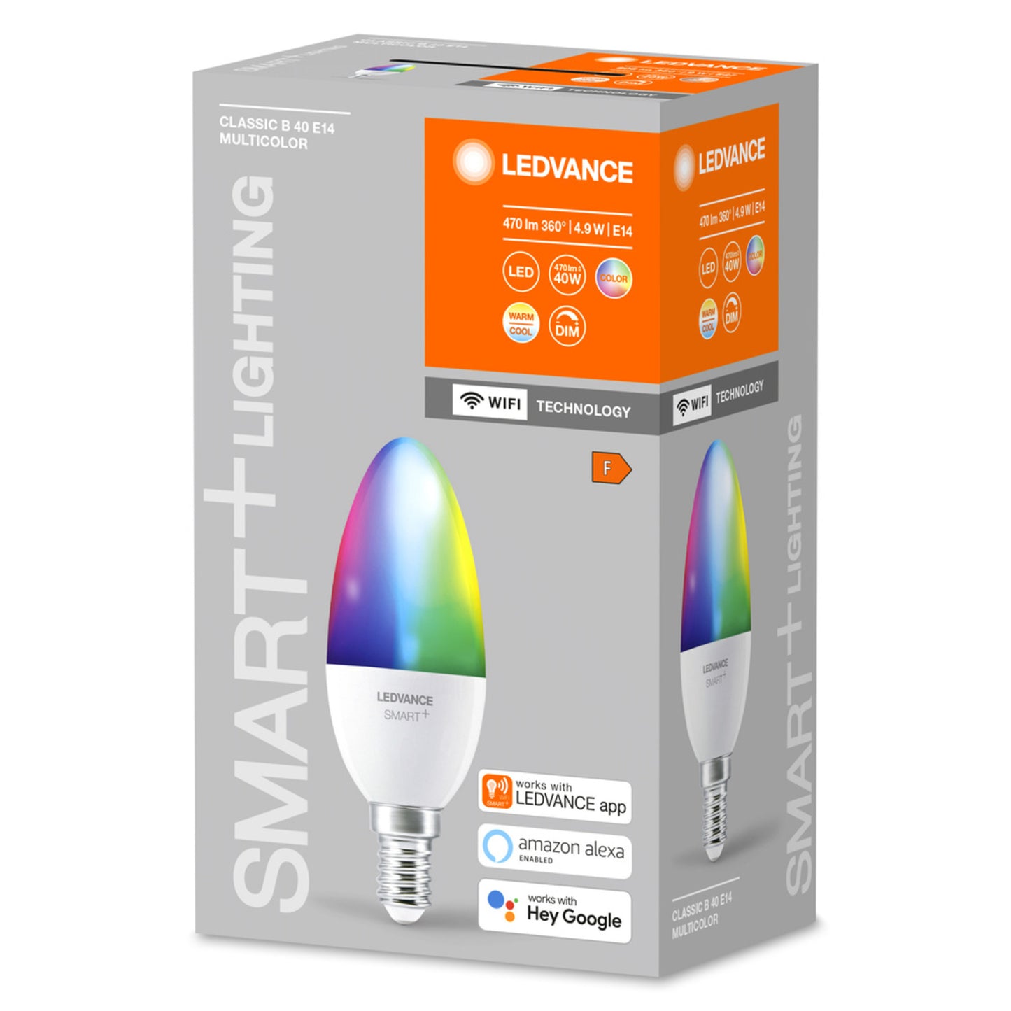 Ledvance SMART+ WiFi 4,9-W-LED-Lampe B40, E14, 470 lm, RGBW, 2700–6500 K, dimmbar, Alexa, App
