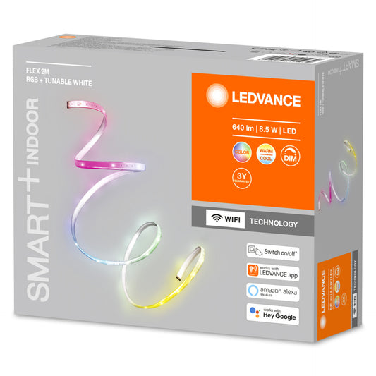Ledvance SMART+ WiFi 8,5-W-LED-Lichtstreifen FLEX, 640 lm, Tunable White, RGB, inkl. Netzteil, 2 m