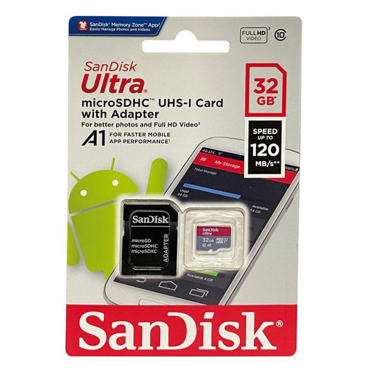 SanDisk Ultra microSDHC A1 120MB/s Class 10 Speicherkarte + Adapter 32GB