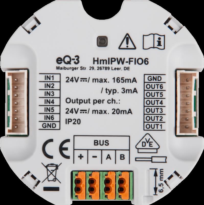 Homematic IP Wired Smart Home 6-fach-Unterputz-IO-Modul HmIPW-FIO6, VDE zertifiziert