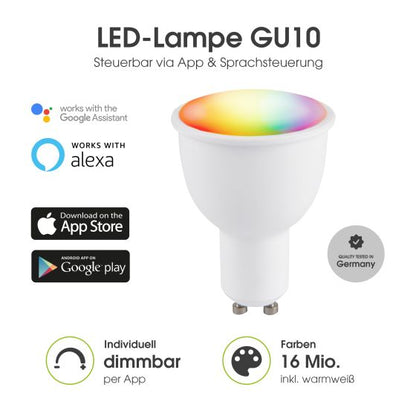 Glühbirne Smart Echo GU10 4.5W 380lm Warmweiß, Mehrfarbig Dimmbar